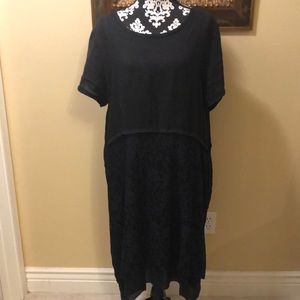 🇮🇹Bohemian Lace & Linen short sleeved side pockets dress made in Italy